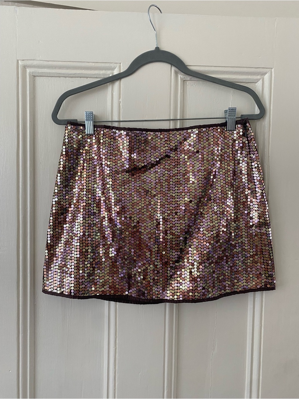 Express Rose Gold Sequin Mini Skirt